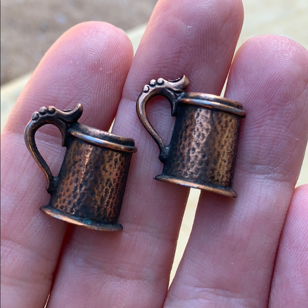 Beer Stein Cufflinks Copper tone vintage men’s